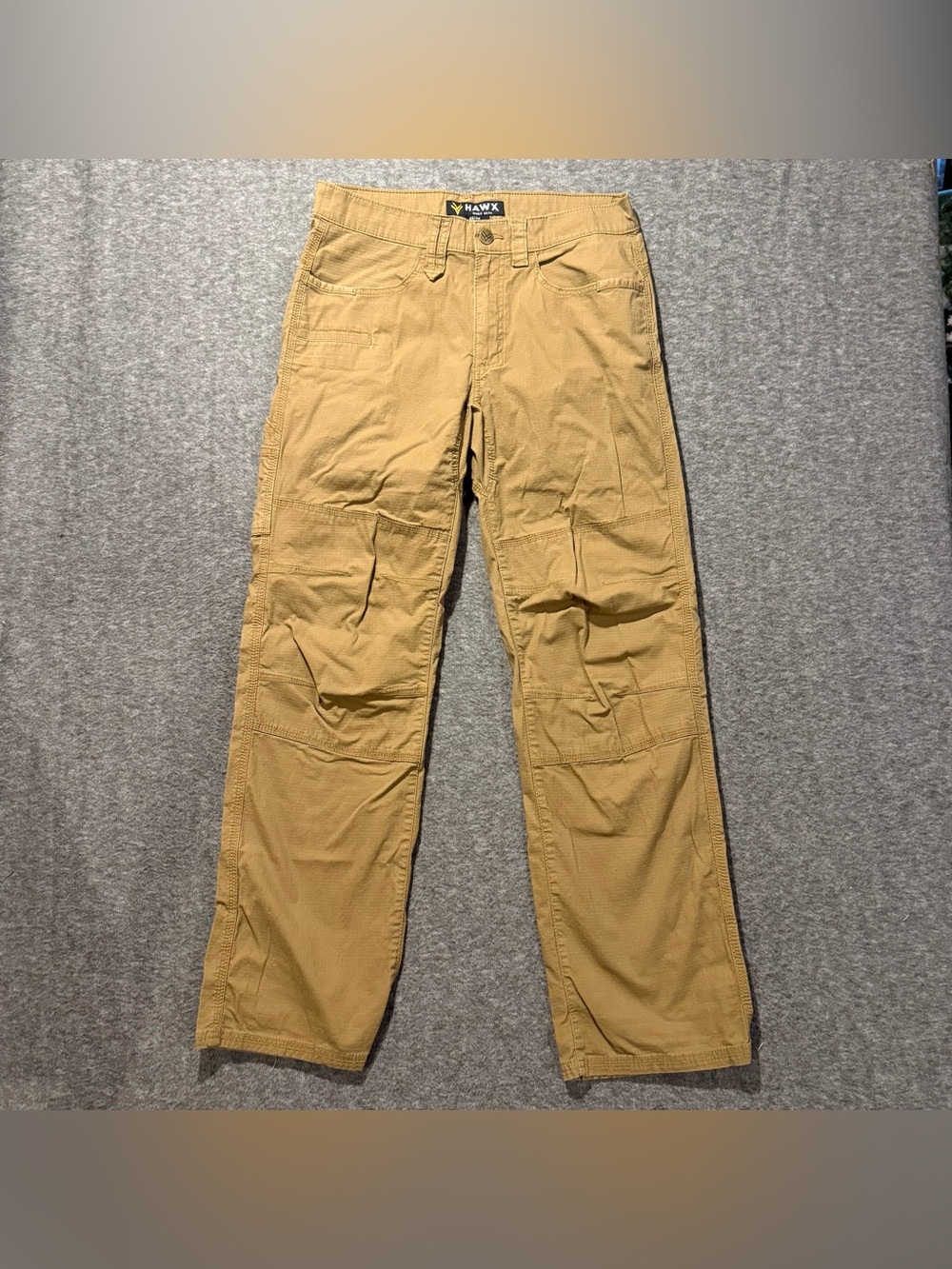 Hawx Work Gear Pants Mens 33x34 (Fit 33x32) tan Articulated Knee Cotton Stretch